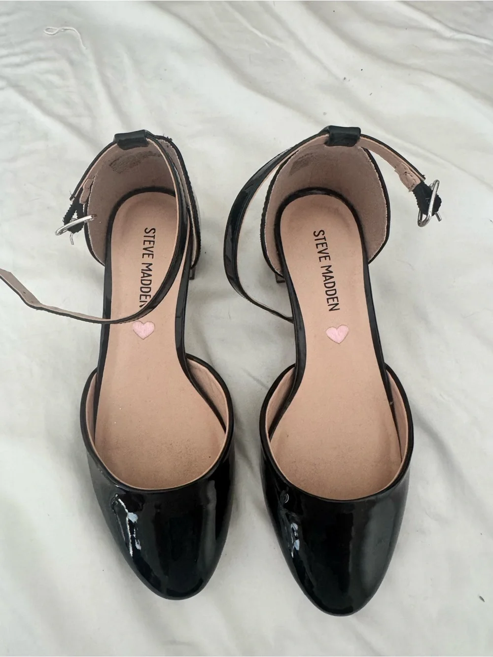 Steve Madden Black Patent Ankle-Strap Heels